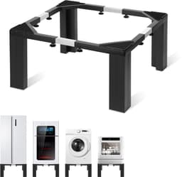 Wasmachine verhoger - Verstelbaar Wasmachine opbouwmeubel - Wasmachine Sokkel - Maximale draagkracht: 1000 pond - Zwart + Zilver — thumbnail 1