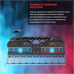 Charging Dock Station voor Nintendo Switch 2 van MMOBIEL – Oplaadstation voor 4 Joy-Con Controllers met 7 RGB Verlichtingsmodi, 9 Game Card Slots, LED Laadstatus Indicatoren – Compleet Laadstation — thumbnail 2