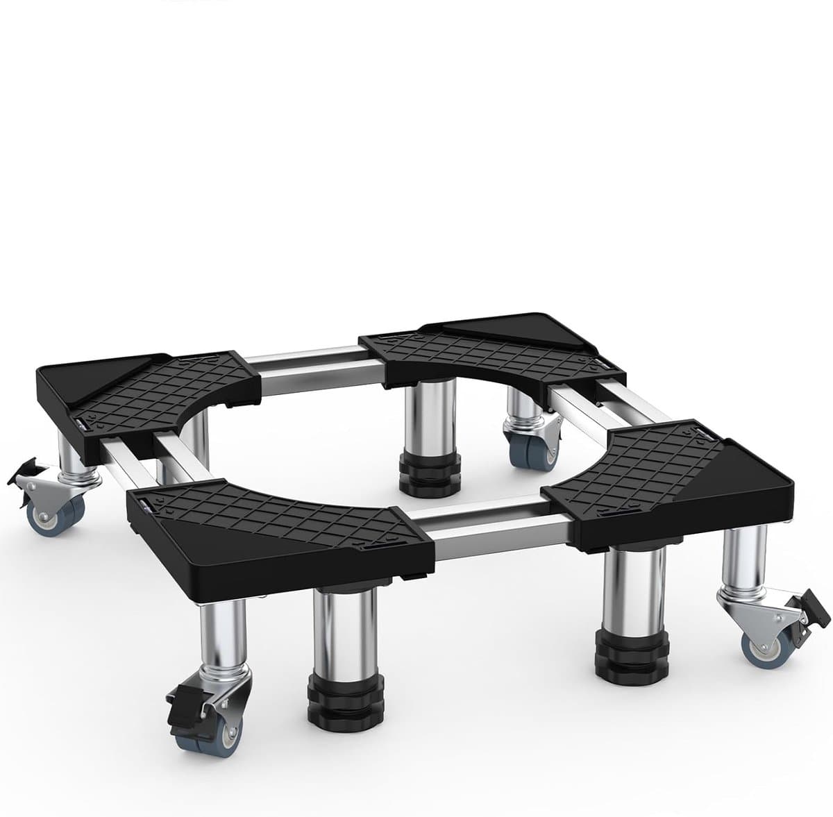 Wasmachine, sokkel onderstel met 4 poten + 4 wielen voor wasmachine, droger, koelkast, vriezer, verstelbaar roestvrij stalen platform (instelbaar: 54,5-67 cm) — afbeelding 1
