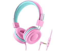 Intelectro Kinderheadset - Een Veilige en Krachtige Luisterervaring voor Kinderen! - Gehoorbescherming - Immersieve Geluidskwaliteit - Opvouwbaar - Verstelbare Hoofdband - Roze - Levering Sneller dan Aangegeven!