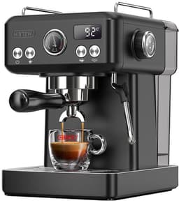 HiBREW H10A Semi Automatisch Espresso Koffiezetapparaat, 19 Bar Druk, Melkopschuimer, Temperatuur Instelbaar, 350ml Kan - Adamantine Zwart — thumbnail 1