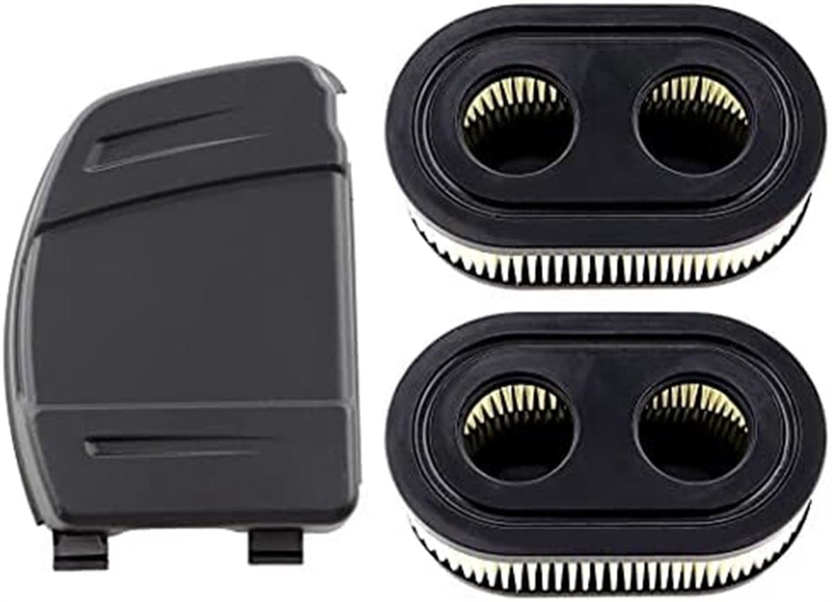 Geschikt voor 2 Luchtfilters met Luchtfilterdeksel voor Briggs & Stratton-motoren Stratton 550E 575EX 575IS 625EXI 650EXI 675EXI 675IS Vervangt 594106 798339 798452 593260 093000 Grasmaaiers — afbeelding 1