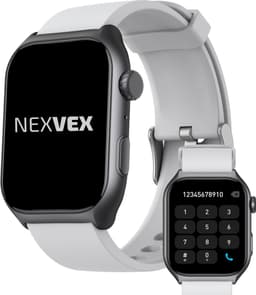 Nexvex® Luxe 2X Smartwatch voor Dames en Heren - Sporthorloge met Belfunctie - Bloeddrukmeter - Stappenteller - Sport Horloge met Hartslagmeter - Smart Watch Saturatiemeter - Bluetooth Activity Tracker - Android/iOS - 2.0 Inch - Wit Horlogebandje — thumbnail 1