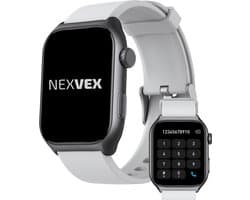 Nexvex® Luxe 2X Smartwatch voor Dames en Heren - Sporthorloge met Belfunctie - Bloeddrukmeter - Stappenteller - Sport Horloge met Hartslagmeter - Smart Watch Saturatiemeter - Bluetooth Activity Tracker - Android/iOS - 2.0 Inch - Wit Horlogebandje