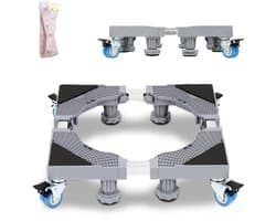 Wasmachine Verhoger met 8 Poten & 4 Wielen - Verstelbaar Wasmachine Opbouwmeubel - Wasmachine Sokkel - Ook voor Droger, Koelkast