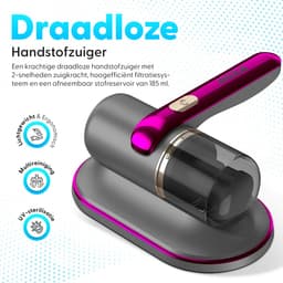 Roxa Huisstofmijt stofzuiger - UV Lamp Sterilisator - Reiniger - Bank & Matras - Tapijt - Meubel & Zetel - Machine - Bacterie, Mijt & Schimmel Bestrijder - Zonder Zak - USB-C Opladen - Paars/grijs — thumbnail 2