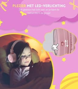 StayPowered Kinderhoofdtelefoon - Veilig en Stijlvol met LED-Verlichting - USB-C Aansluiting - Volumelimiet 85/94 dB - Ingebouwde Microfoon - Opvouwbaar en Lichtgewicht - Zachte Oorkussens - Stereo Geluid - Roze - Levering Sneller dan Aangegeven! — thumbnail 4
