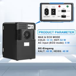 Mobiele Mini koelkast - 15 Liter - Koelen & Verwarmingsfunctie - AC DC 220-240V/12V Auto Aansluiting - 2 in 1 Draagbaar - Zwarte Glazen Deur - Mini Beauty Fridge - Skincare, Medicijnen, Eten, Drinken — thumbnail 8