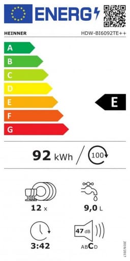 Heinner HDW-BI6092TE++ Inbouwvaatwasser – 12 Couverts – 9 Programma’s – Touchbediening – Einde-programma Signaal – Aquastop – Wit – 5 Jaar Garantie — thumbnail 2