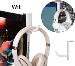 Universele Hoofdtelefoon Hanger I Hoofdtelefoon Houder I Voor Deur of Tafel I Met Dubbelzijdige Plakstrip I Wit — thumbnail 1