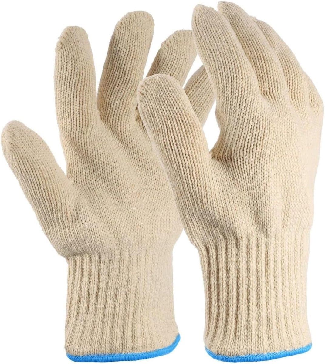 BBQ handschoenen - Ovenwanten - Verdikte dijen - Hittebestendig - Verdikt gebreid katoen - Airfryer - Grillen - Tuinhandschoenen - Voor heren - 1 paar wit — afbeelding 1