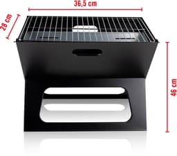 alpina Tafel BBQ Houtskool - Tafelgrill met Grillplaat en Deksel - Compacte Barbecue met Grillplaat - Tafelbarbecue Draagbaar - Ideaal voor Buiten - Zilver — thumbnail 5