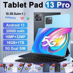 Mookes 2025 10.36 Inch Tablet Android Pad 13 Pro 12Gb 512GB Snapdragon 8 Gen2 4K Hd 5G Wifi Bluetooth 20000Mah Tablets - Black & Black — thumbnail 2