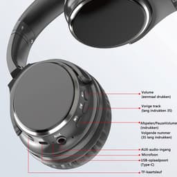 KINSI Premium Draadloze Retro-hoofdtelefoons met Bluetooth & DJ Functie - Drie Modi, Bilaterale Stereo, 8 Uur Batterijduur — thumbnail 2