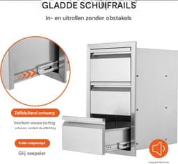Ladekast Buitenkeuken Luxe - Barbecue - RVS - Voedingskwaliteit - 19,4 kg Opslaglade — thumbnail 4