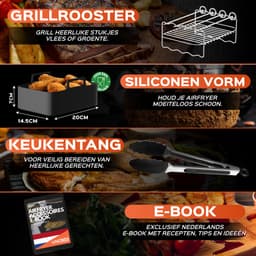 UNBOX Airfryer Accessoires - Geschikt voor Dual Airfryers - Ninja Foodi AF300 AF400 AF451 - Dubbele Airfryer - Inclusief Airfryer Siliconen Bakje & E-Book — thumbnail 5