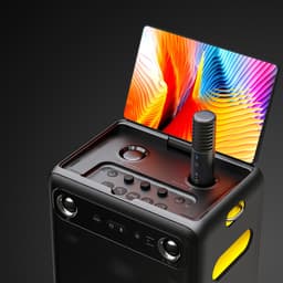 Ikarao Karaoke set voor Volwassenen - Break X2 - 2 Draadloze Microfoons - 600W - Gratis Karaoke App 6 maanden - HD scherm - Zwart — thumbnail 2