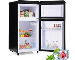 Retro koelkast, bovenste en onderste dubbele deur koelkast, 72 liter totaal volume, met 21 liter vriezervolume, 120 kWh/jaar, LED -licht. Beschikbaar in verschillende kleuren. [Energieklasse E]