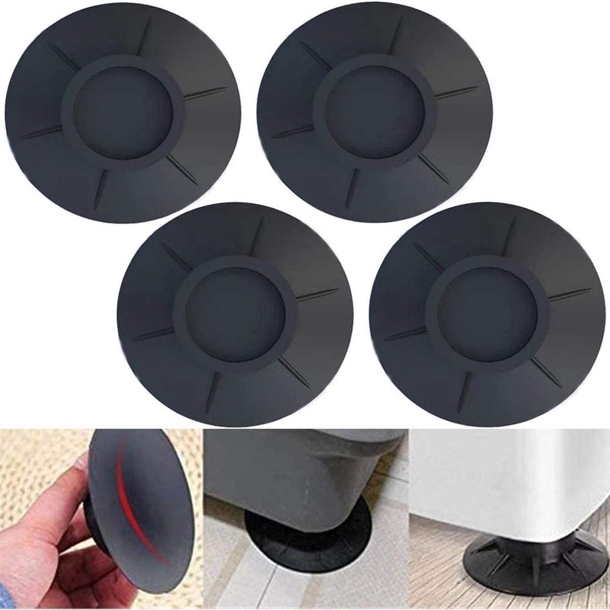 Trillingsdempers Wasmachine - 4 Stuks - Wasmachine dempers - Extra Dik - Universeel voor Wasmachine en Droger - Geluidsdempers - Trillingsdempers - Anti Trillingsmat - Wasmachine Verhoger — afbeelding 1