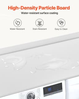 Wasmachine-Droger Werkblad, 137,2 x 68,6 cm Houten Werkblad met anti-slip Pads, Waterafstotend voor Organisatie en Opslag in de Wasruimte, meer Ruimte en Functionaliteit, Wit — thumbnail 5