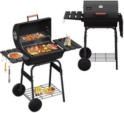 BORVAT® - Houtskool BBQ Smoker Grillwagen met Thermometer, Rookoven & Opbergvakken — thumbnail 1