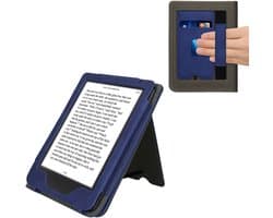 kwmobile e-reader hoesje geschikt voor Kobo Clara BW / Colour hoes - E reader flip case van kunstleer - Ereader cover met stand - In donkerblauw