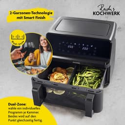 Rachs KOCHWERK Vario-dubbelkamer heteluchtfriteuse 9 L | Airfryer met splitsbare kamer, touchscreen & 8 programma’s | Vetarm frituren zonder olie | 2700 W Smart-Cook functie — thumbnail 5