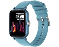 GoSmartwatch Pro S9 smart horloge met BLAUWE band, gekoppeld aan telefoon (geschikt voor Android of IOS, past op elke telefoon Samsung / Apple / Huawei etc, Kerst cadeau!