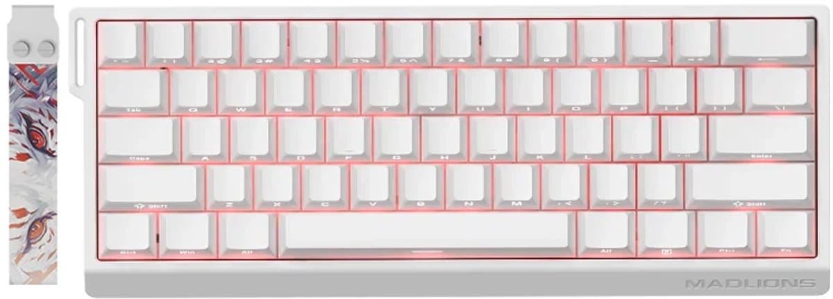 MADLIONS MAD 60 HE RGB - Gaming Keyboard (Toetsenbord) - 60% - 8KHz - 0.04mm Rapid Trigger - Magnetisch - RGB - PBT - 61 Toetsen - Side-Printed - Wit — afbeelding 1