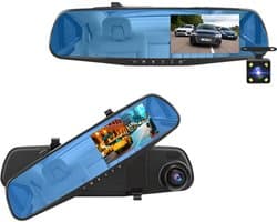 Dashcam voor Auto - Dashcam 4.3 Inch - Full HD 1080P Auto Rij Recorder - Achteruitkijkspiegel DVR - Nachtzicht & Bewegingsdetectie - Zonder Geheugenkaart - Zwart