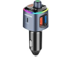 Wegman Bluetooth FM Transmitter - Carkit - Handsfree Bellen Auto - 30W Autolader USB C - Bluetooth Adapter Auto - USB Stick - USB-C Lader