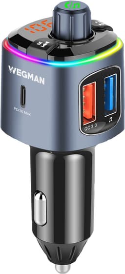 Wegman Bluetooth FM Transmitter - Carkit - Handsfree Bellen Auto - 30W Autolader USB C - Bluetooth Adapter Auto - USB Stick — thumbnail 1
