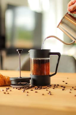 Milu French Press Koffiemaker | 350ml, 600ml, 1L | Glazen Cafetière, koffie Pers voor Thuis, Reizen en Kamperen – Inclusief Onderzetter, Lepel en Vervangingsfilter - Franse Pers Koffiezetapparaat (1000 ml) — thumbnail 5