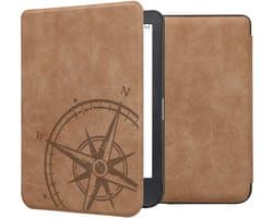 kwmobile hoes geschikt voor Kobo Clara BW / Colour - Hoesje voor ereader in bruin - Vintage Kompas design