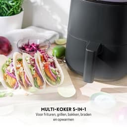 StayPowered Luchtfriteuse - Gezond en Snel Koken - Digitale Touchscreen-bediening - 8 Voorinstellingen - 5-in-1 Multikoker - Geen Voorverwarmen Nodig - Vaatwasmachinebestendig - Compact Ontwerp - Matzwart - Levering Sneller dan Aangegeven! — thumbnail 6
