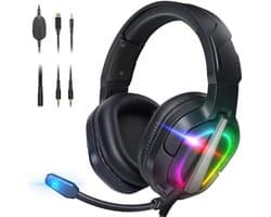 StayPowered RGB Gaming Headset - Ultiem Geluid voor Top Gamers - Ergonomisch Ontwerp - Ruisonderdrukkende Microfoon - Brede Compatibiliteit - Gemakkelijke Bediening - RGB Verlichting - Zwart - Levering Sneller dan Aangegeven!