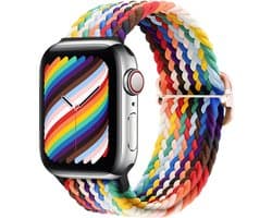 Strap-it Gevlochten smartwatch bandje - geschikt voor Apple Watch Series 1/2/3/4/5/6/7/8/9/10/11/SE/SE2/SE3 - regenboog - verstelbaar gevlochten bandje voor iWatch maat: 38 / 40 / 41 / 42mm