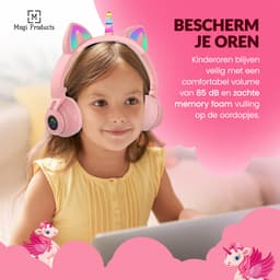 Mogi Products-Koptelefoon voor Kinderen-Eenhoorn-Unicorn-Hoofdtelefoon Kinderen -Kattenoortjes-Met Led-Kinder Headset-Bluetooth-Microfoon — thumbnail 2
