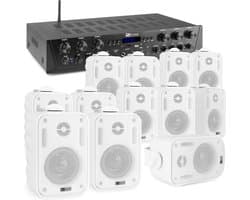 Geluidsinstallatie met Bluetooth - PV260BT 6-zone versterker audio + 12 BGO30 witte 3'' speakers