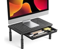 Sounix Monitor Standaard Verstelbaar - Voor Monitor tot 32"/20kg - Monitorverhoger voor Computer Beeldscherm of Printer - Zwart