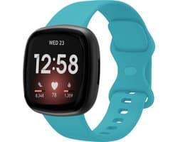 Strap-it Smartwatch bandje - siliconen horlogebandje geschikt voor Fitbit Versa 3 / Fitbit Versa 4 / Fitbit Sense / Fitbit Sense 2 - aqua - Maat: Maat S