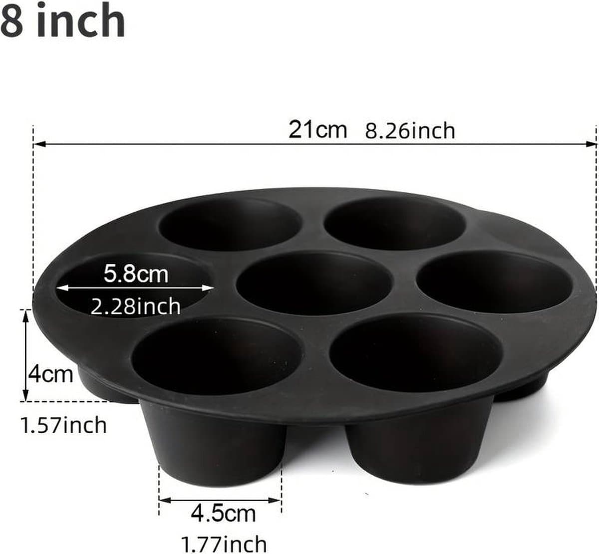 Airfryer Siliconen Cupcake bakvorm - 21CM - Zwart — afbeelding 1