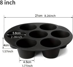 Airfryer Siliconen Cupcake bakvorm - 21CM - Zwart — thumbnail 1