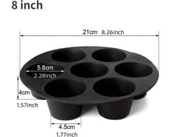 Airfryer Siliconen Cupcake bakvorm - 21CM - Zwart