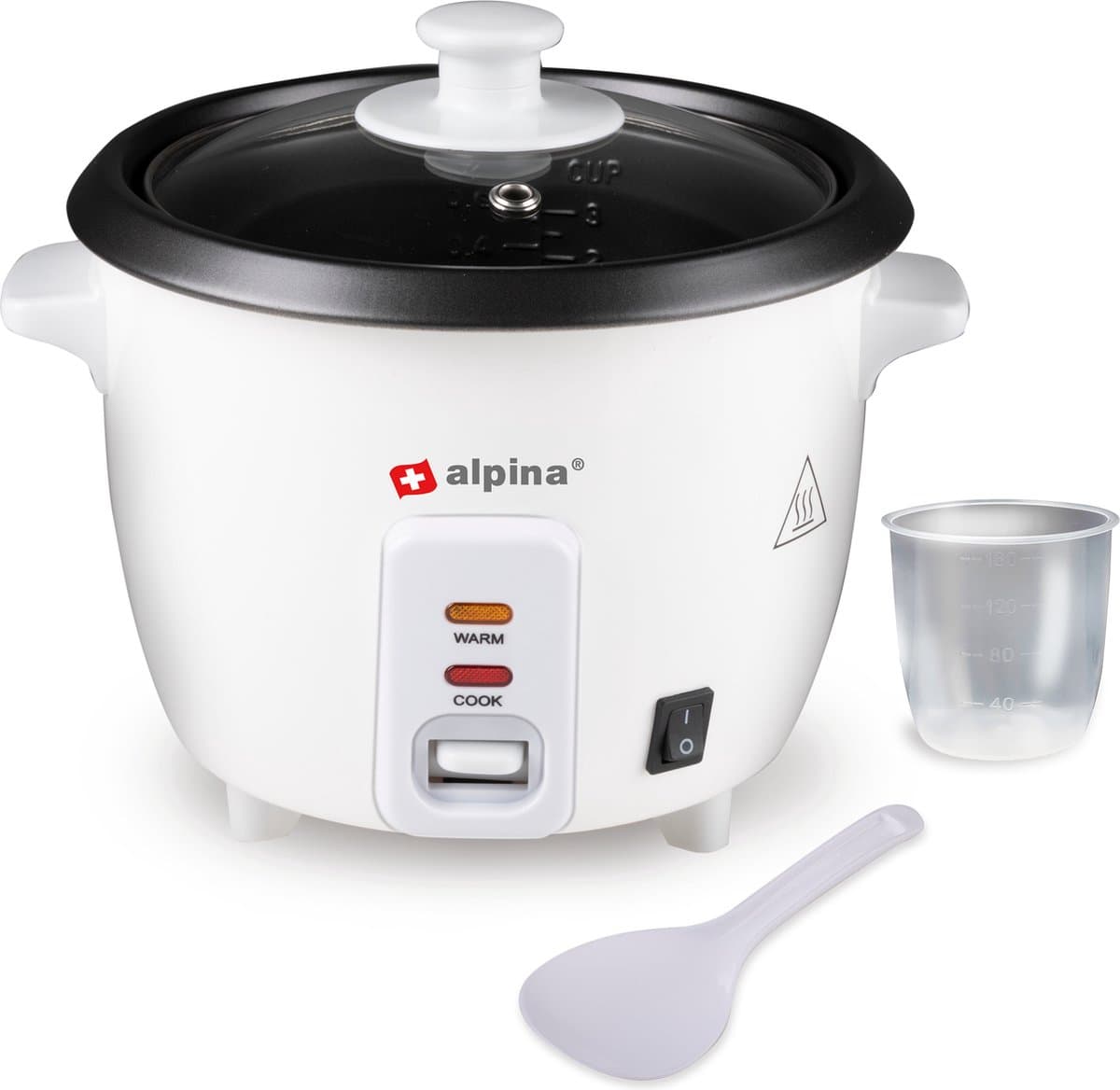 alpina Rijstkoker - Anti-aanbaklaag - Warmhoudfunctie - 0.6 L - 300W - Wit — afbeelding 1
