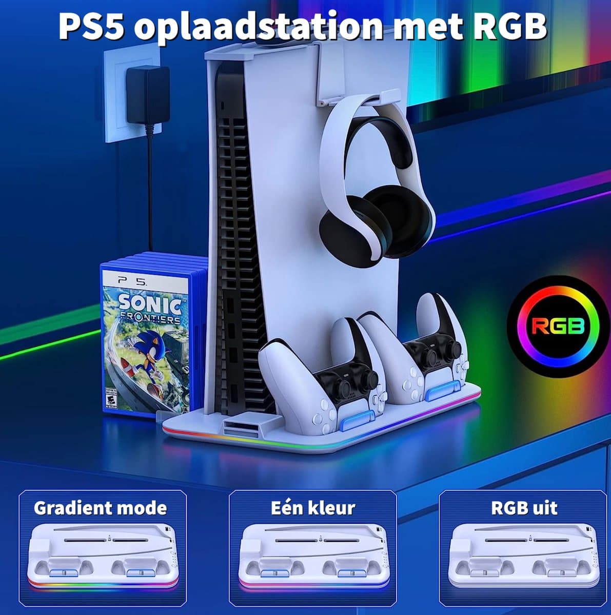 Phreeze Docking Station met Charging Station en Ventilatie - Geschikt voor DualSense Controllers en Sony Playstation 5 - Controller Laadstation — afbeelding 1