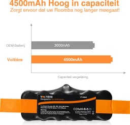 Voltière 14.4V 4500 mAh Pro Batterij Geschikt voor iRobot Roomba 500, 600, 700 & 800 Series - Vervangende Accu 14.4V 4500 mAh Geschikt voor Automatische Roomba Stofzuigers — thumbnail 2