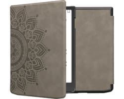 kwmobile e-reader hoesje geschikt voor Pocketbook InkPad 4 / Color 3 / Color 2 / Vivlio InkPad 4 / InkPad Color 3 hoes - Ereader flip case met standaard - Kunstleren e reader cover - Opkomende Zon design in grijs