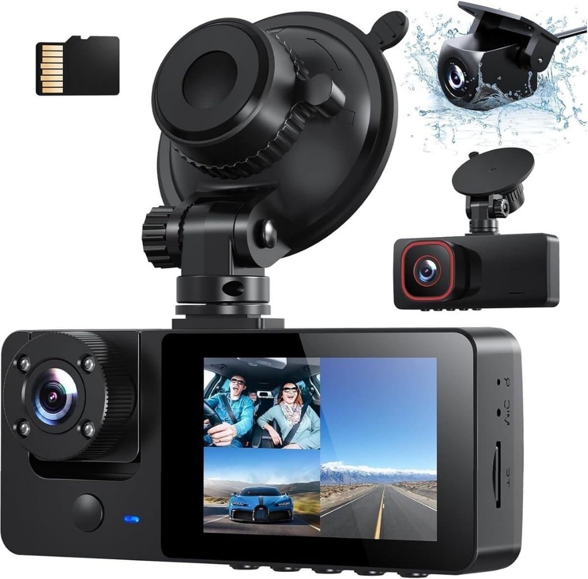 Dual Dashcam - Dashcam Voor Auto 1080p - Voor en Achter Camera – Inclusief 64GB SD-Kaart – Auto Camera Met Parkeerbewaking - Met Nachtzicht – G-Sensor — afbeelding 1