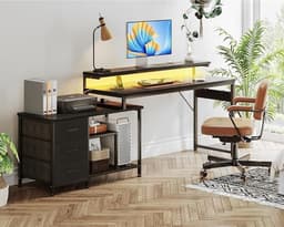 Multifunctioneel Bureau – Hoekbureau – Game Bureau – Jongens – Volledige Set – Stopcontacten – USB Poorten – Eenvoudige Montage – Zwart — thumbnail 4